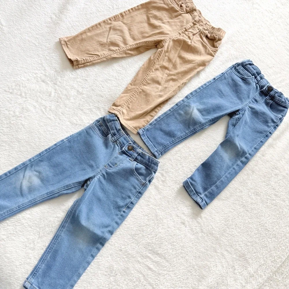Toddler Pants Lot‎ 2T Denim Jeans Khaki Elastic Waist Garanimals OshKosh